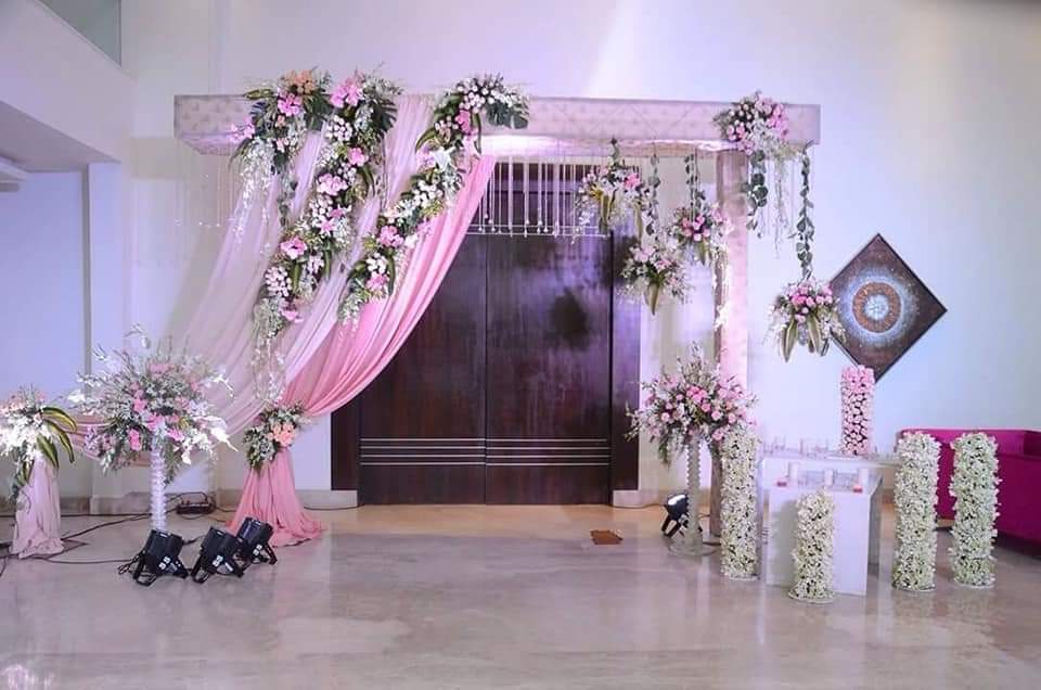 Wedding floral arch and reception décor