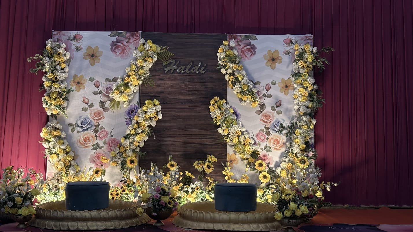 Indoor haldi backdrop